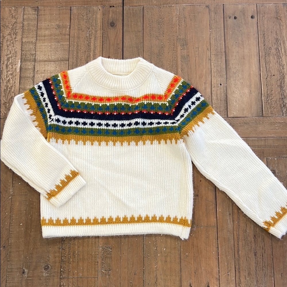Handmade retro pattern knit crewneck sweater